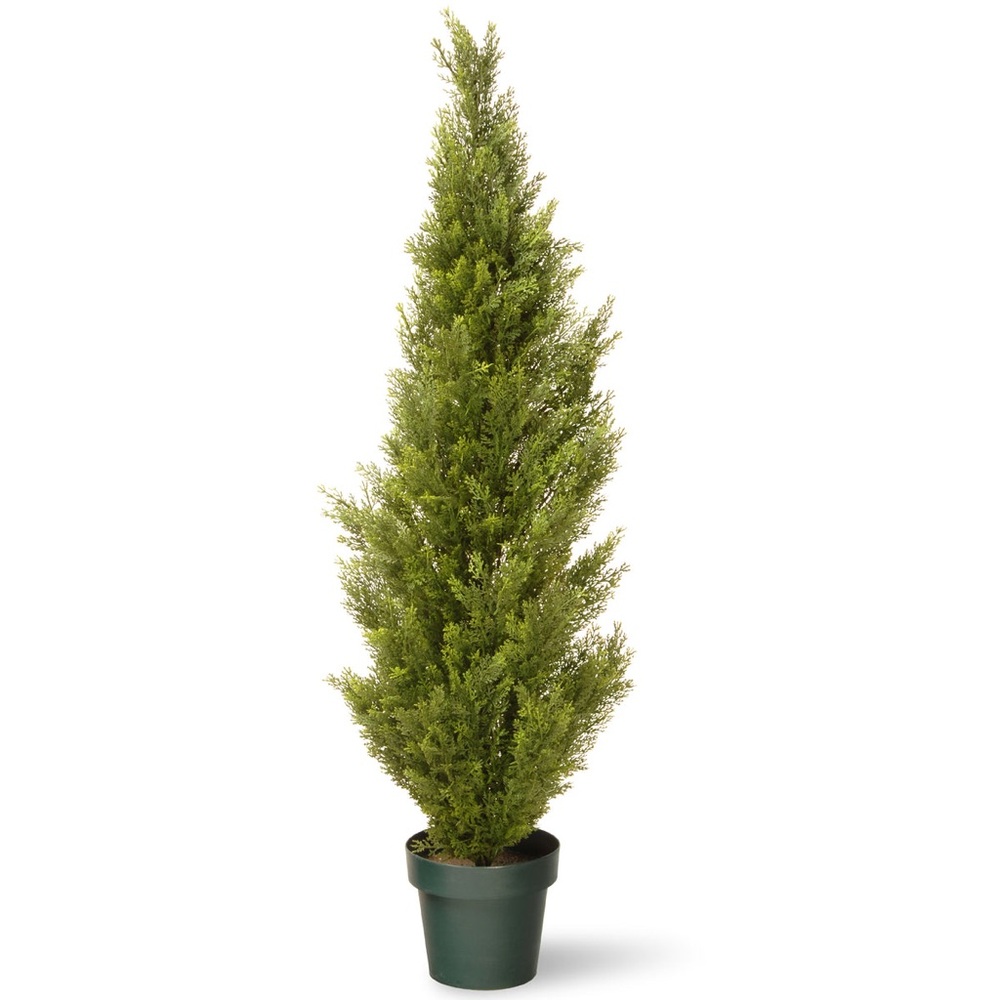 NATIONAL TREE COMPANY NWT cedar topiary tree in dark green round growers pot 53”